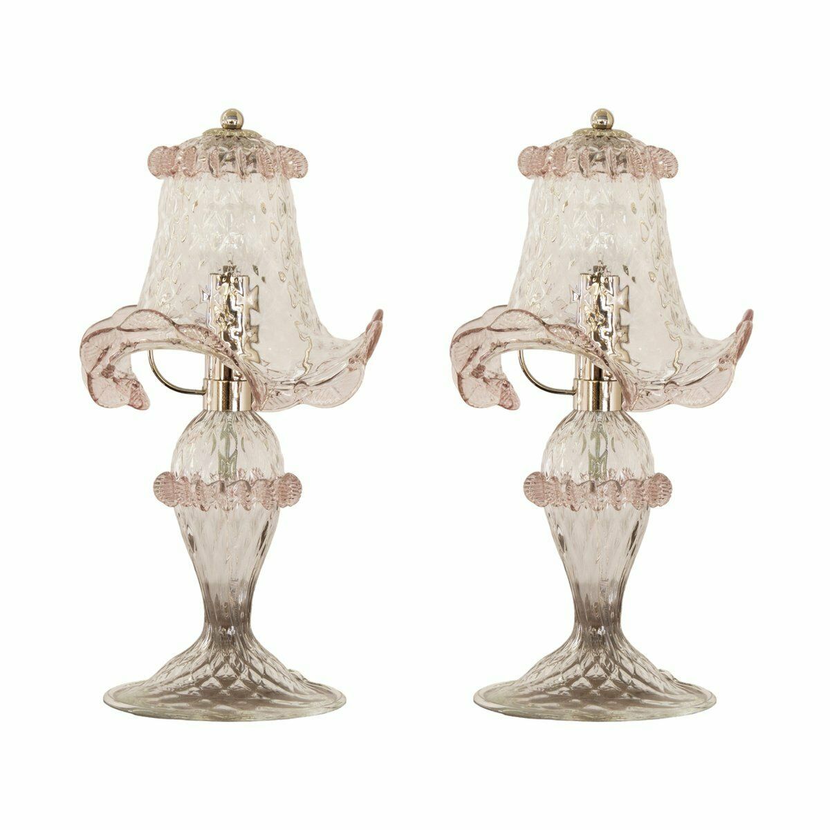 Italian Light Amethyst Murano Glass Table Lamps, 2000s, Set Of 2