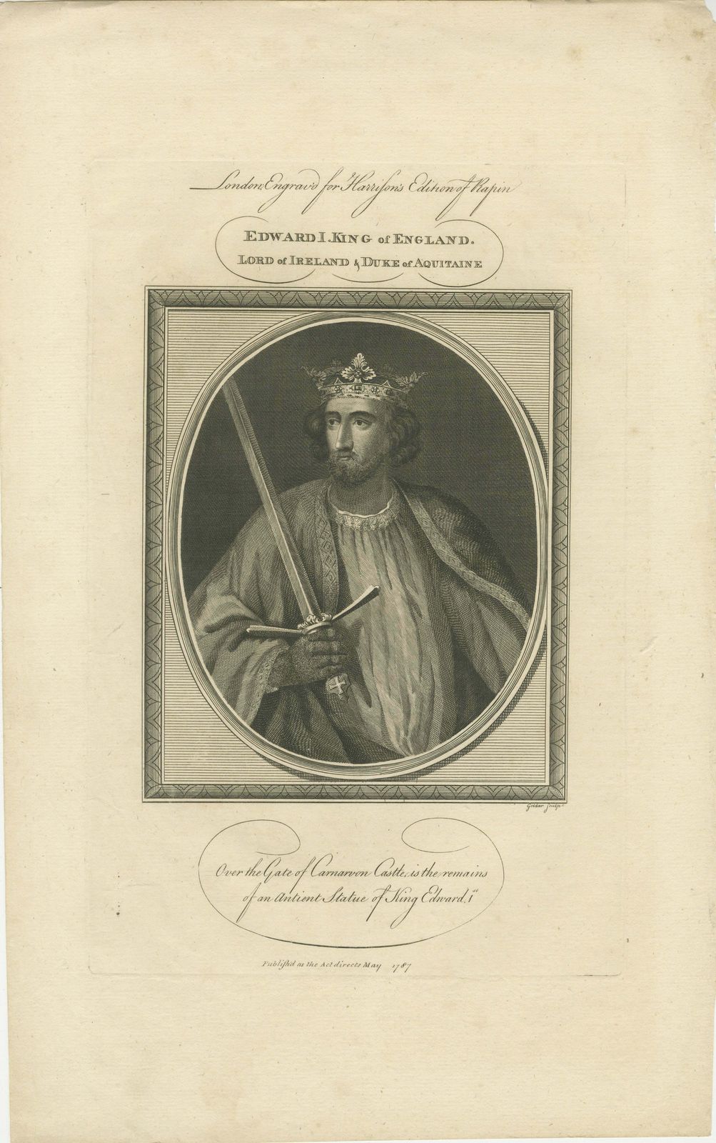 1787 Engraved Portrait Of King Edward I   Hammer Of The Scots photo furniture