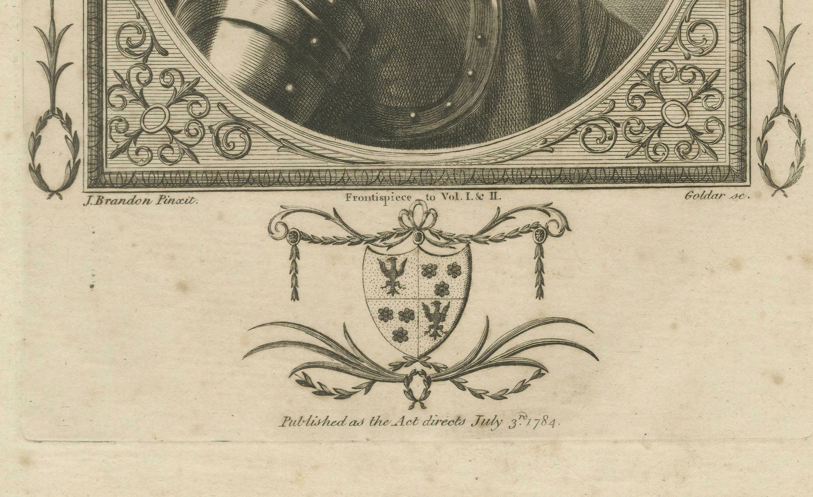 Authentic 1784 Engraved Portrait Of Historian Rapin De Thoyras photo for sale