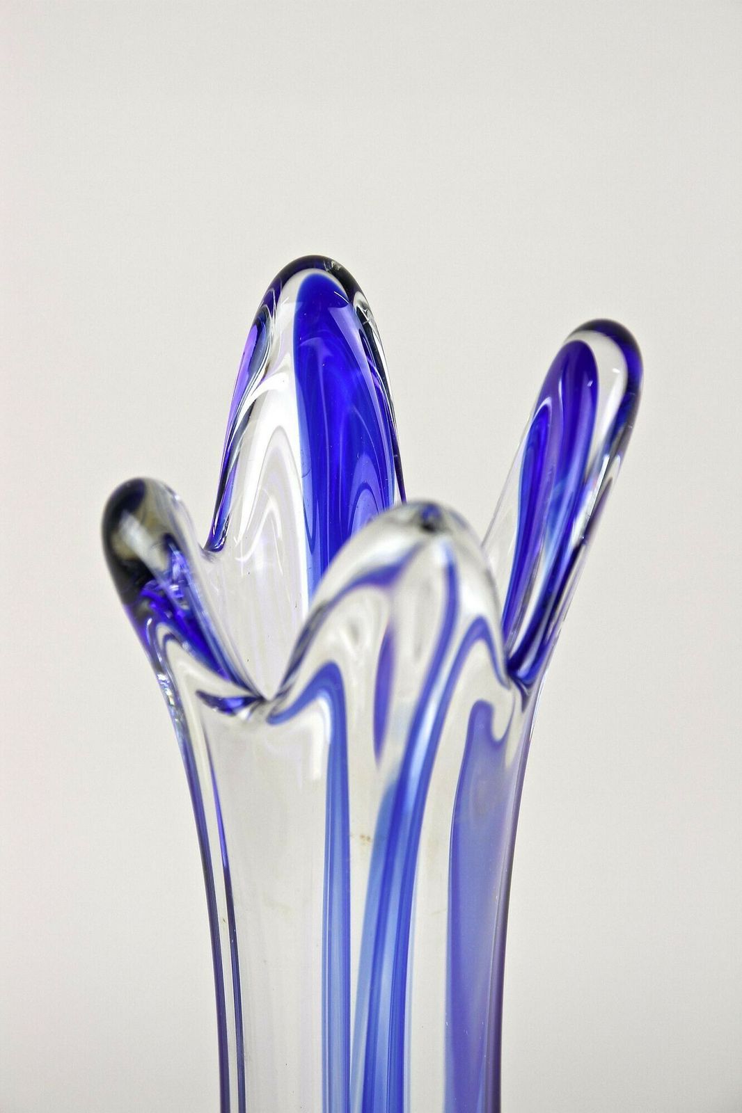 Blue/ Clear Murano Glass Vase, Late Mid Century   Italy Ca. 1960/70 photo furniture