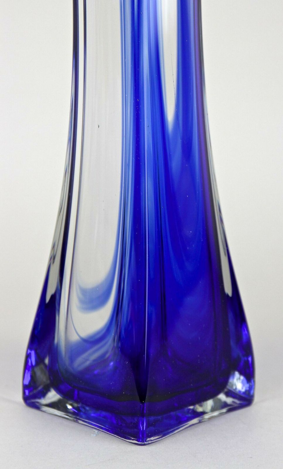 Blue/ Clear Murano Glass Vase, Late Mid Century   Italy Ca. 1960/70 photo for sale