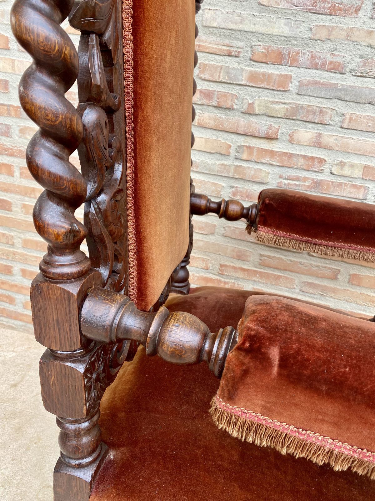 Furniture 19th Century French Carved Walnut Throne Chair photo