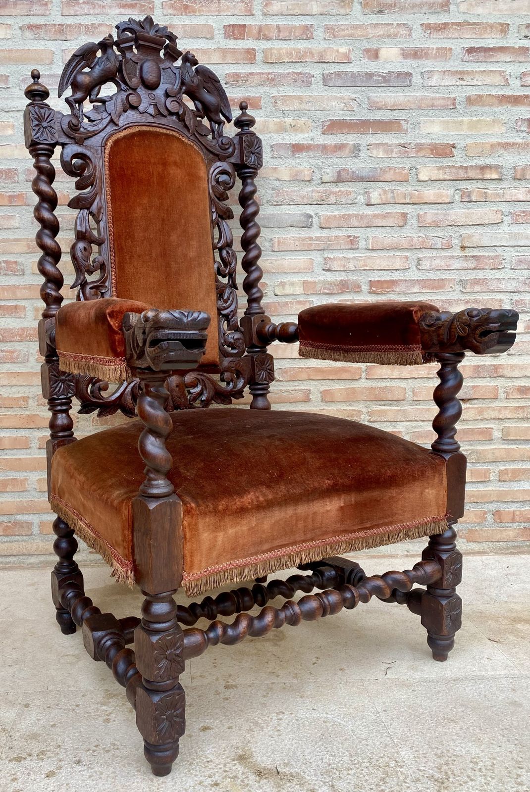 photo buy 19th Century French Carved Walnut Throne Chair
