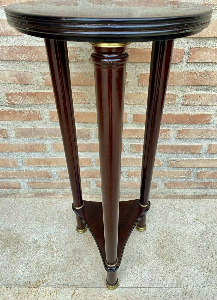 French Style Round Wood Pedestal Table Or Plant Stand, 1950s photo Furniture