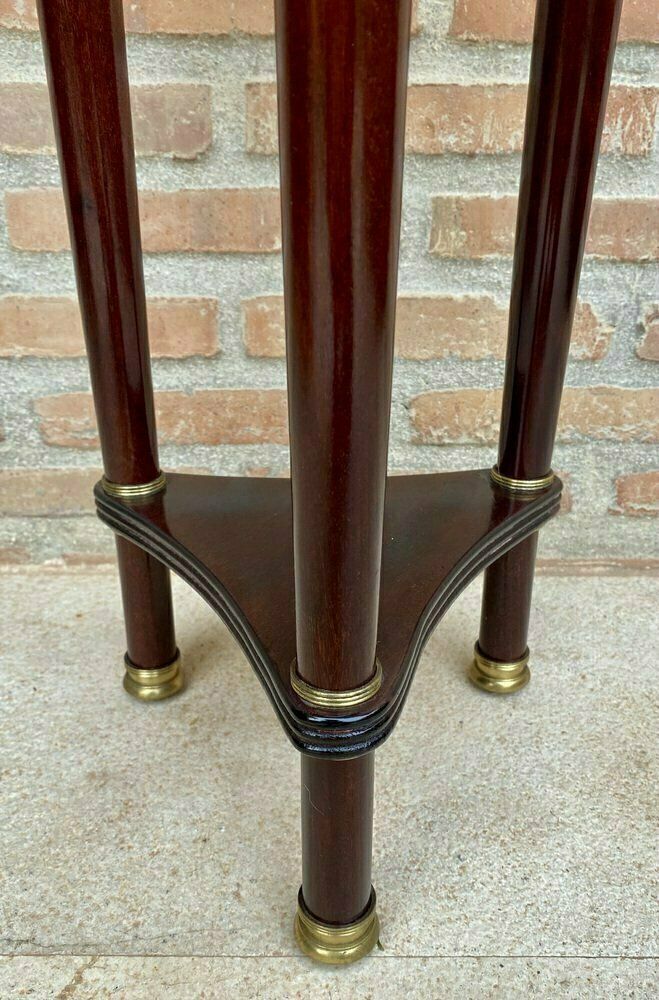 French Style Round Wood Pedestal Table Or Plant Stand, 1950s photo vinterior