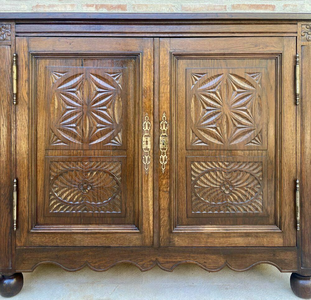 19th Century French Walnut 2 Door Buffet With Round Legs photo furniture