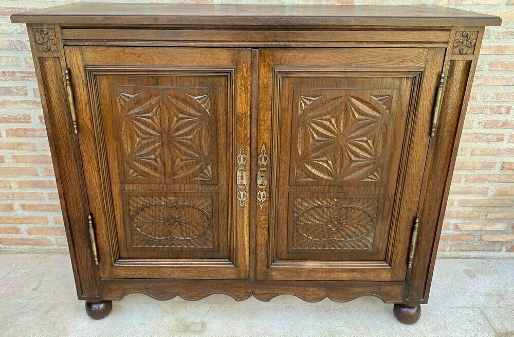 photo for sale 19th Century French Walnut 2 Door Buffet With Round Legs