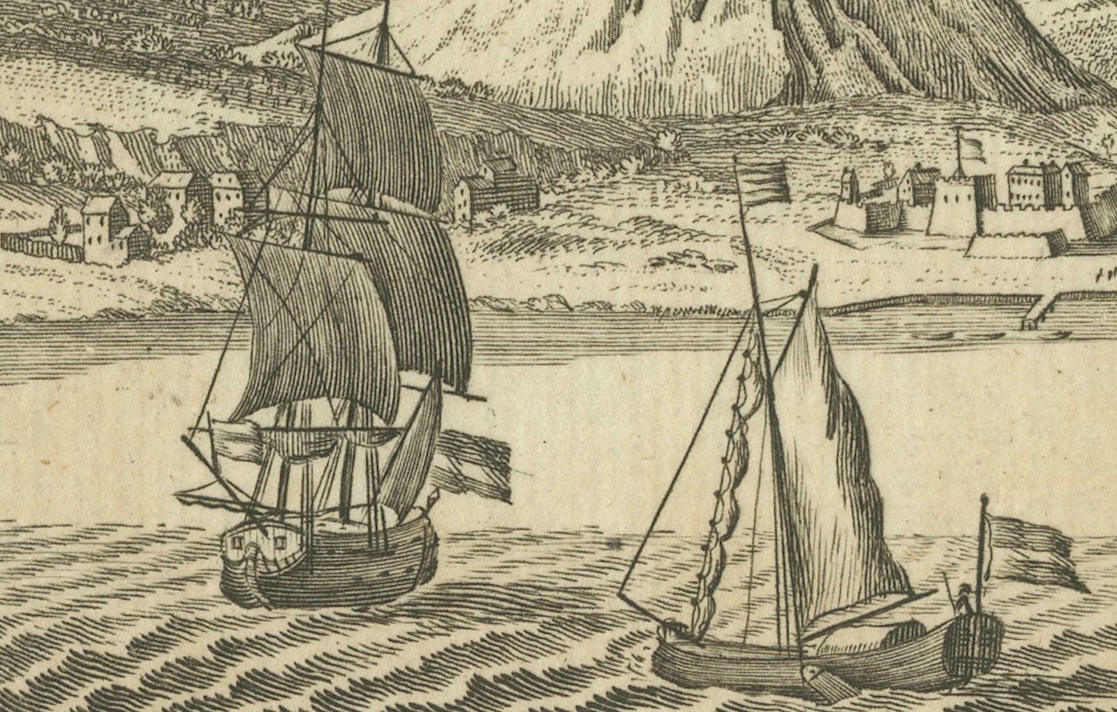 Old Engraving Of Cape Good Hope In South Africa, 1754 photo 143.0