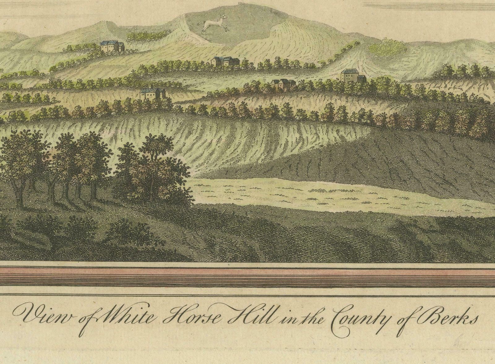 Old Engraving Of White Horse Hill In The County Of Berkshire, England, C1800 photo for sale