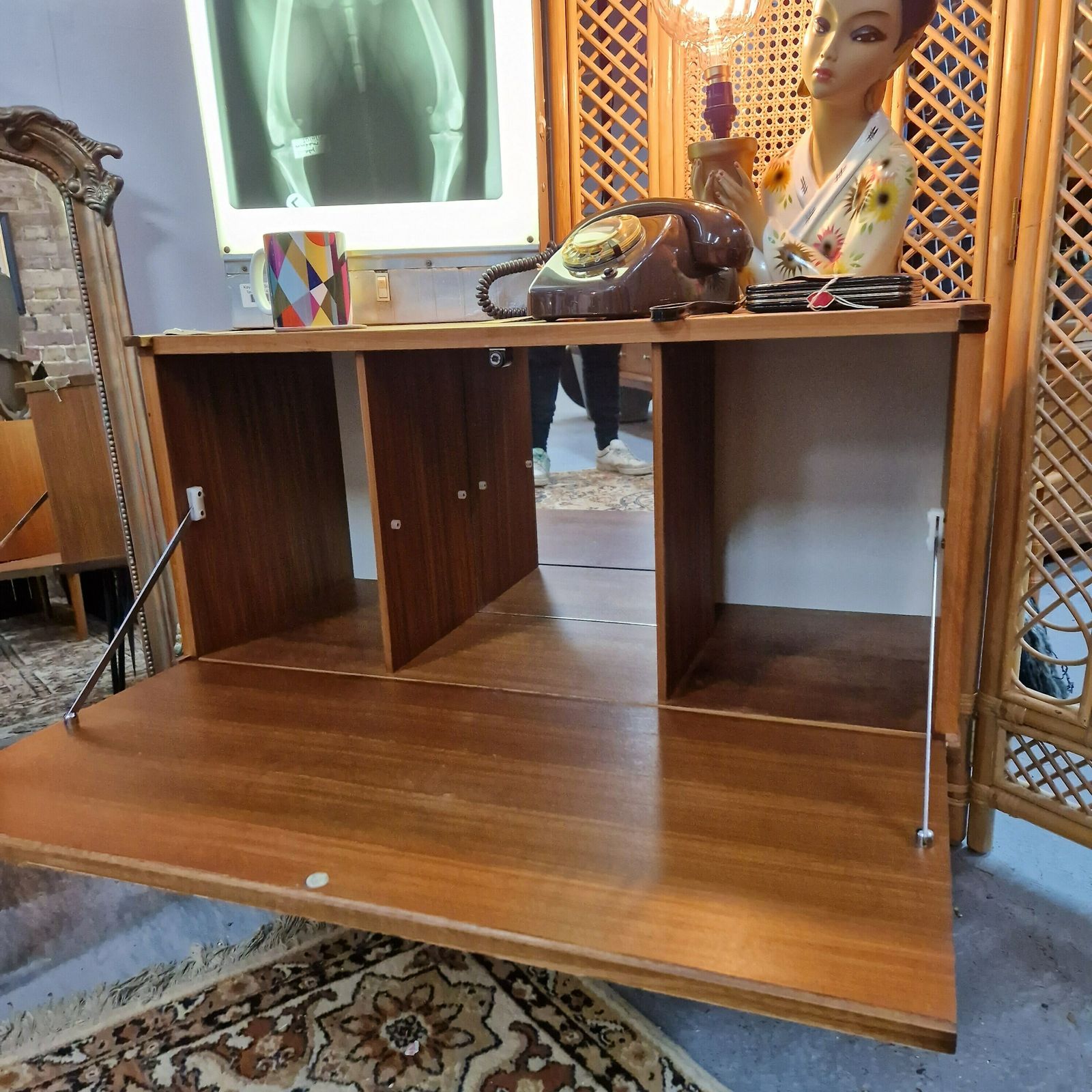 Bespoke Hand Painted Geometric Design, Mid Century Cabinet, Custom Furniture, Unique Storage Solution. photo Furniture