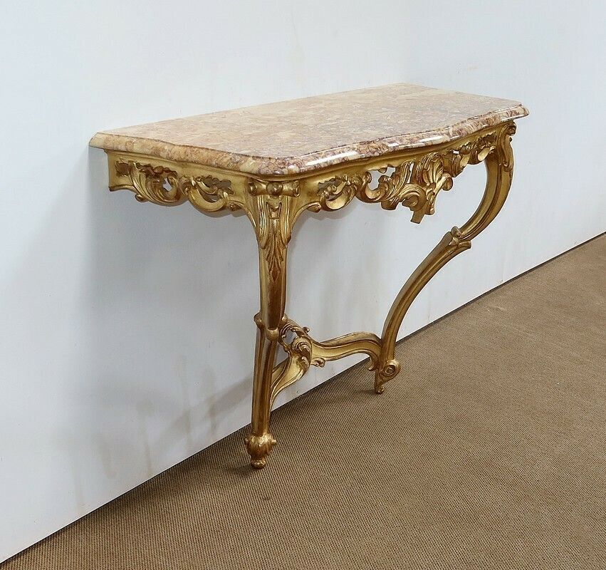 Wall Console In Golden Wood, Louis XV Style – Mid 20th Century photo furniture