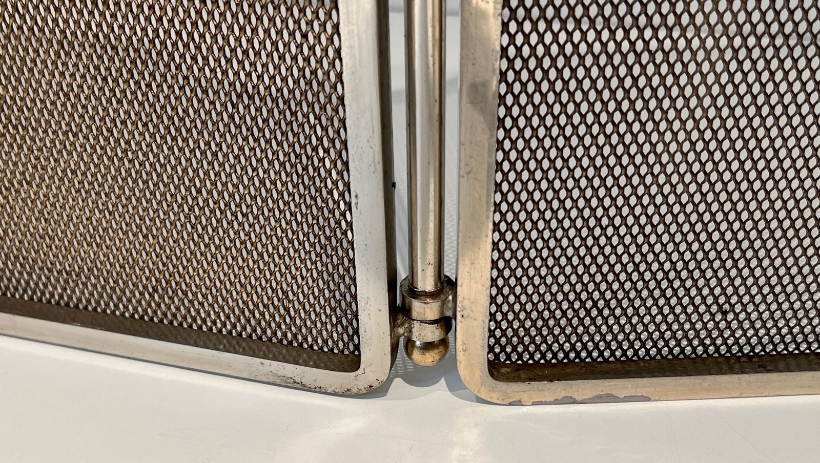 Neoclassical Style Firewall In Steel, Brass And Wire Mesh photo 1100.0