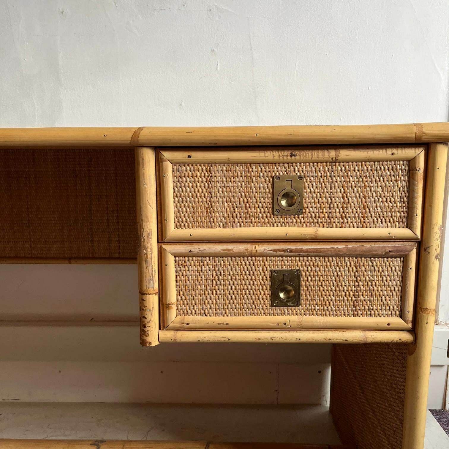 Italian Dal Vera Rattan & Bamboo Desk / Dressing Table photo furniture