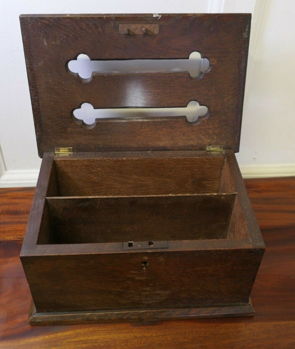 19th Century Carved Oak Correspondence, Post Or Letter Box photo Home Decor