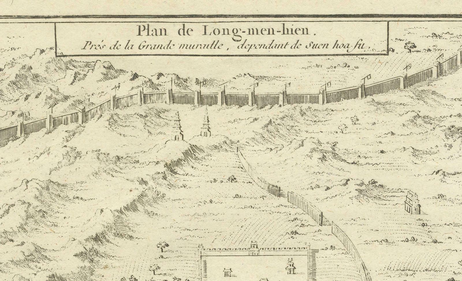 1749 Jacques Nicolas Bellin Map Of The Great Wall Of China Near Kiang Nan Fu photo Art