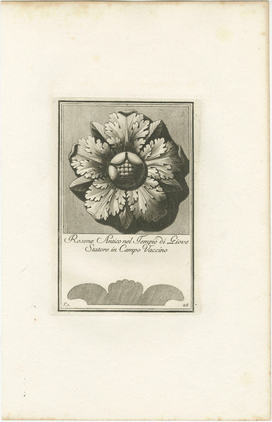 Original Antique Roman Rosette Engraving #26, Campo Vaccino photo furniture