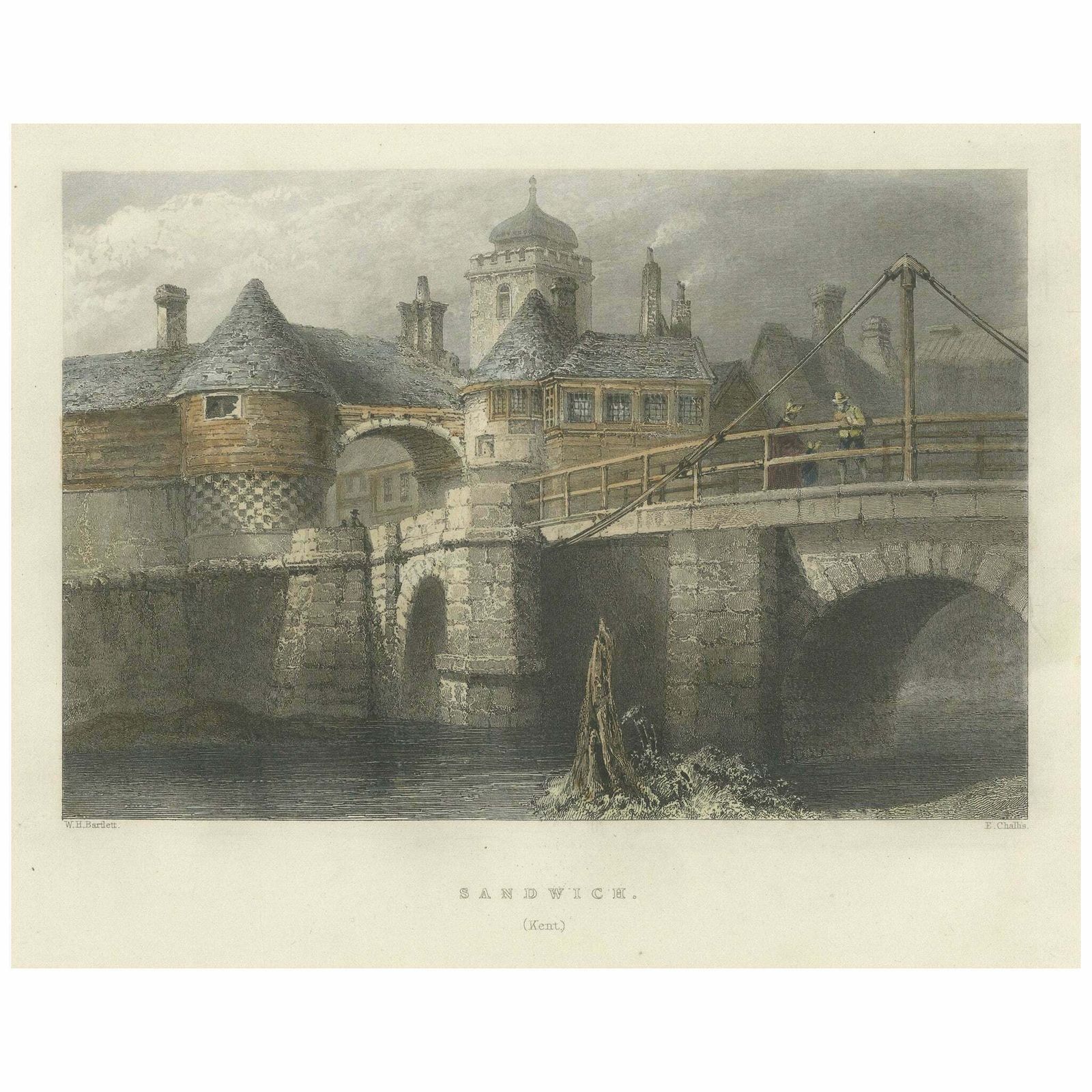 Engraving Of Sandwich In Kent, One Of The Cinque Ports In The Uk, 1841