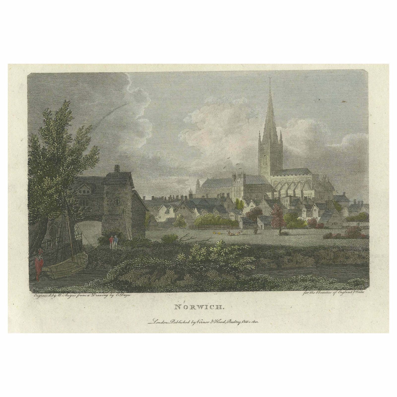 Enchanting Norwich: A Historical 1801 Engraved View By W. Angus And E. Dayes