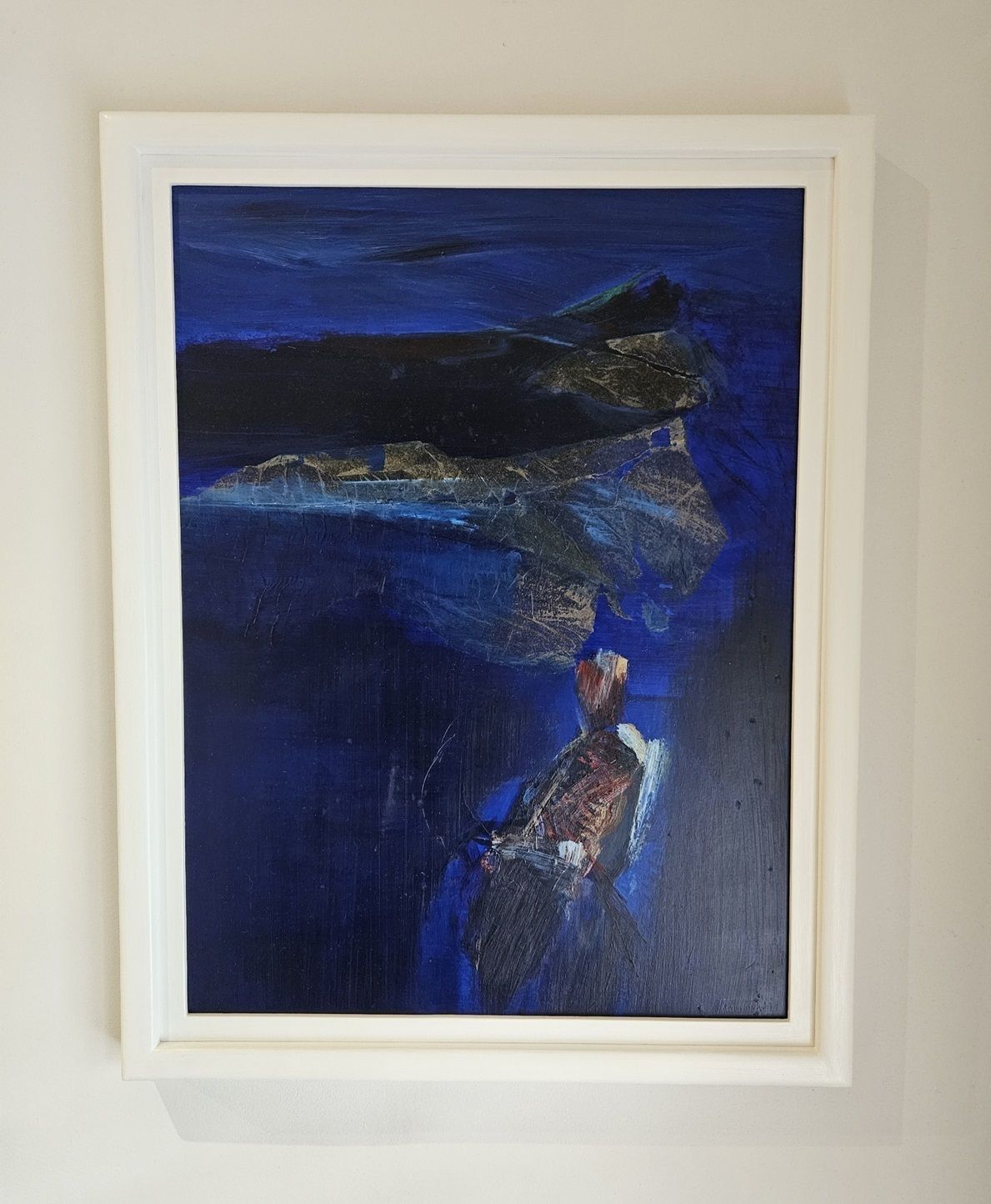 Modern British Art By Tom Nash   Upright Abstract (Framed Painting In Acrylic And Collage) Welsh Artist photo furniture