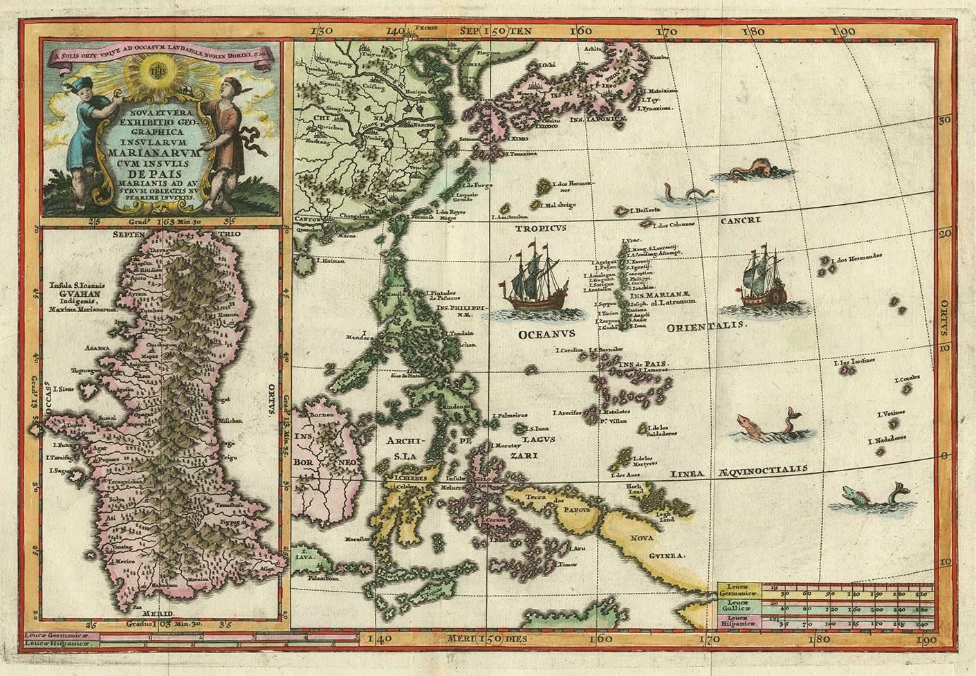 Antique Map Of The Philippines And Guam By Scherer, Circa 1702 photo furniture