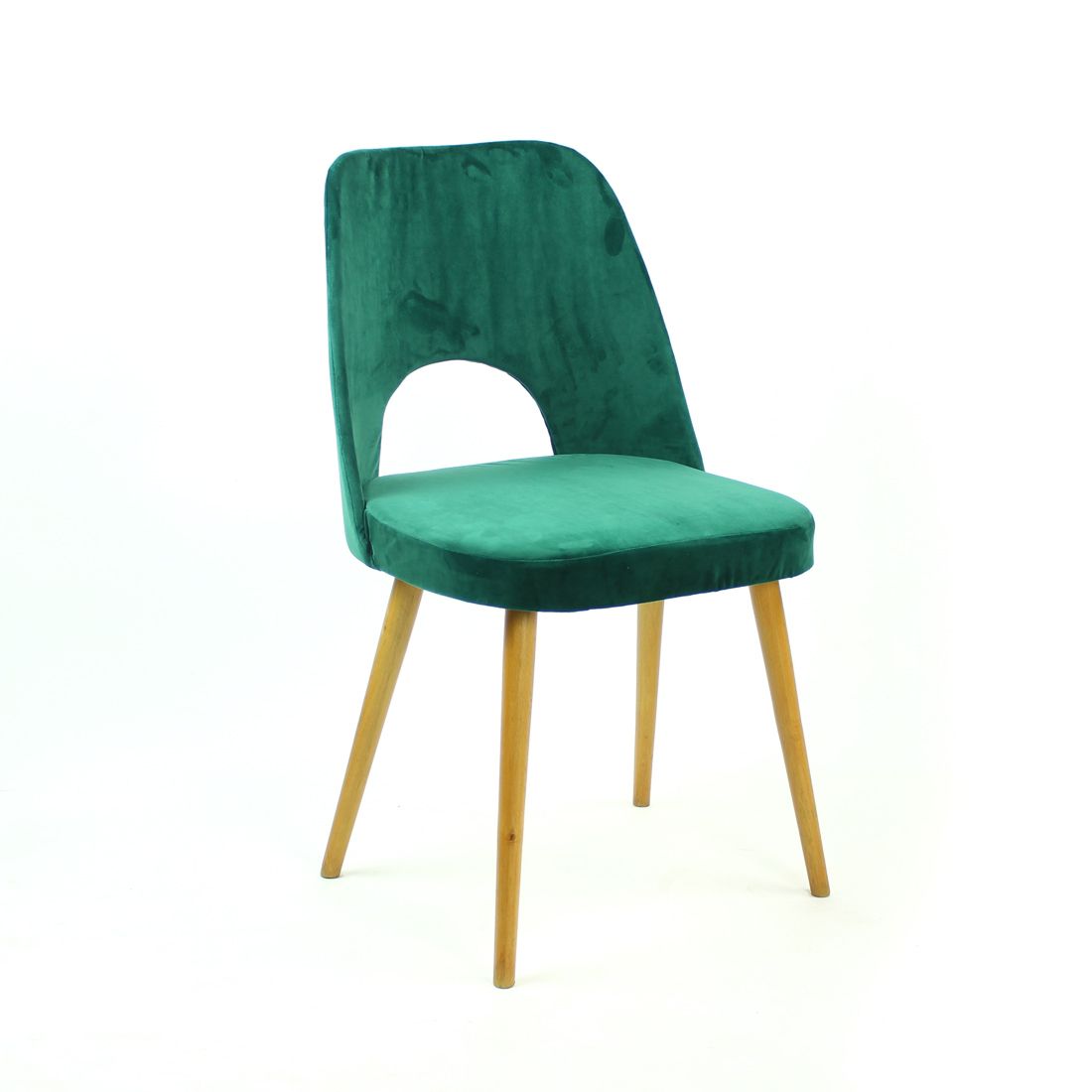 Furniture Dining Chairs By Oswald Haerdtl In Velvet For Ton, Czechoslovakia 1950s, Set Of 4 photo