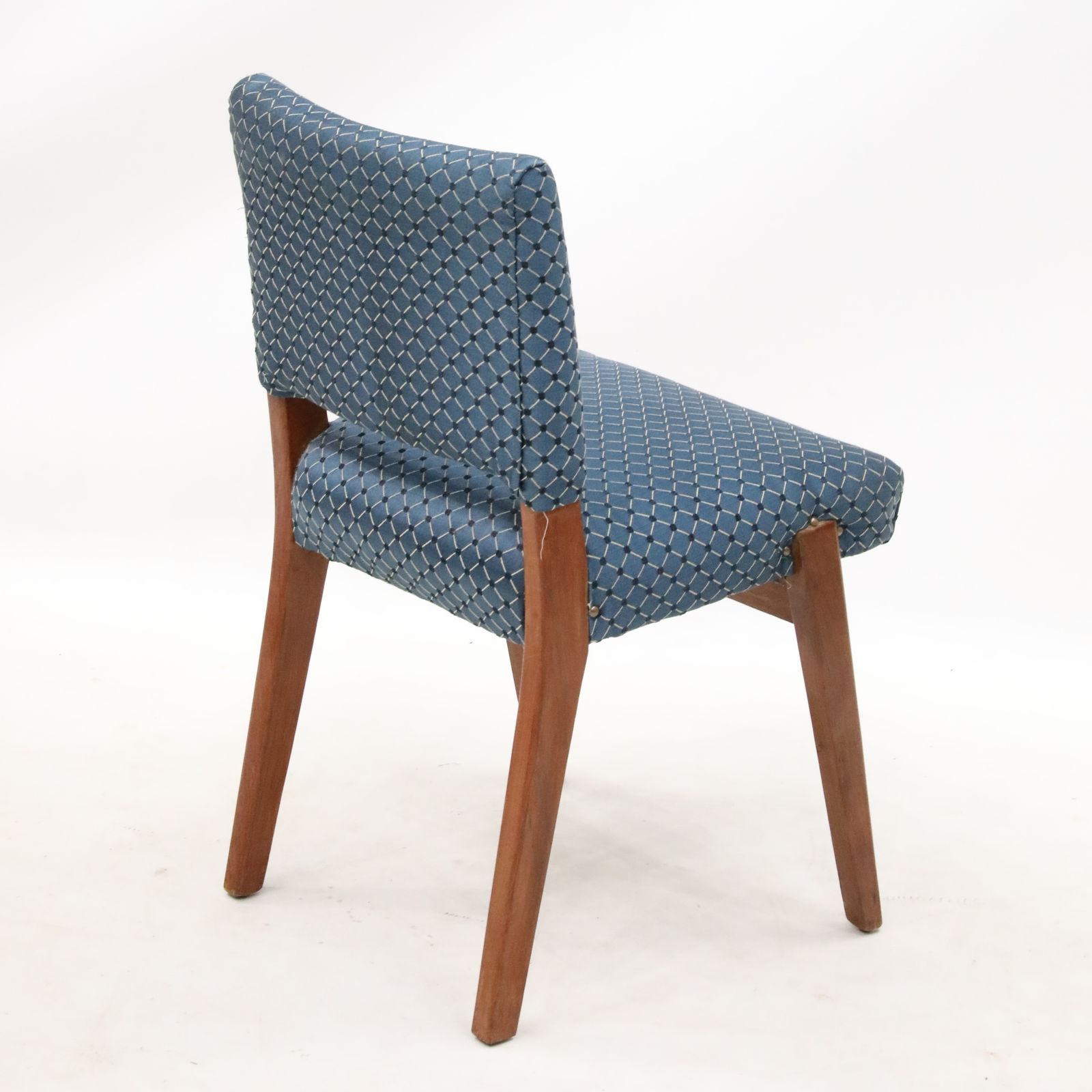 3 Retro Teak Chairs Blue/Teal Upholstery Scandinavian Style Free Uk Delivery photo vintage
