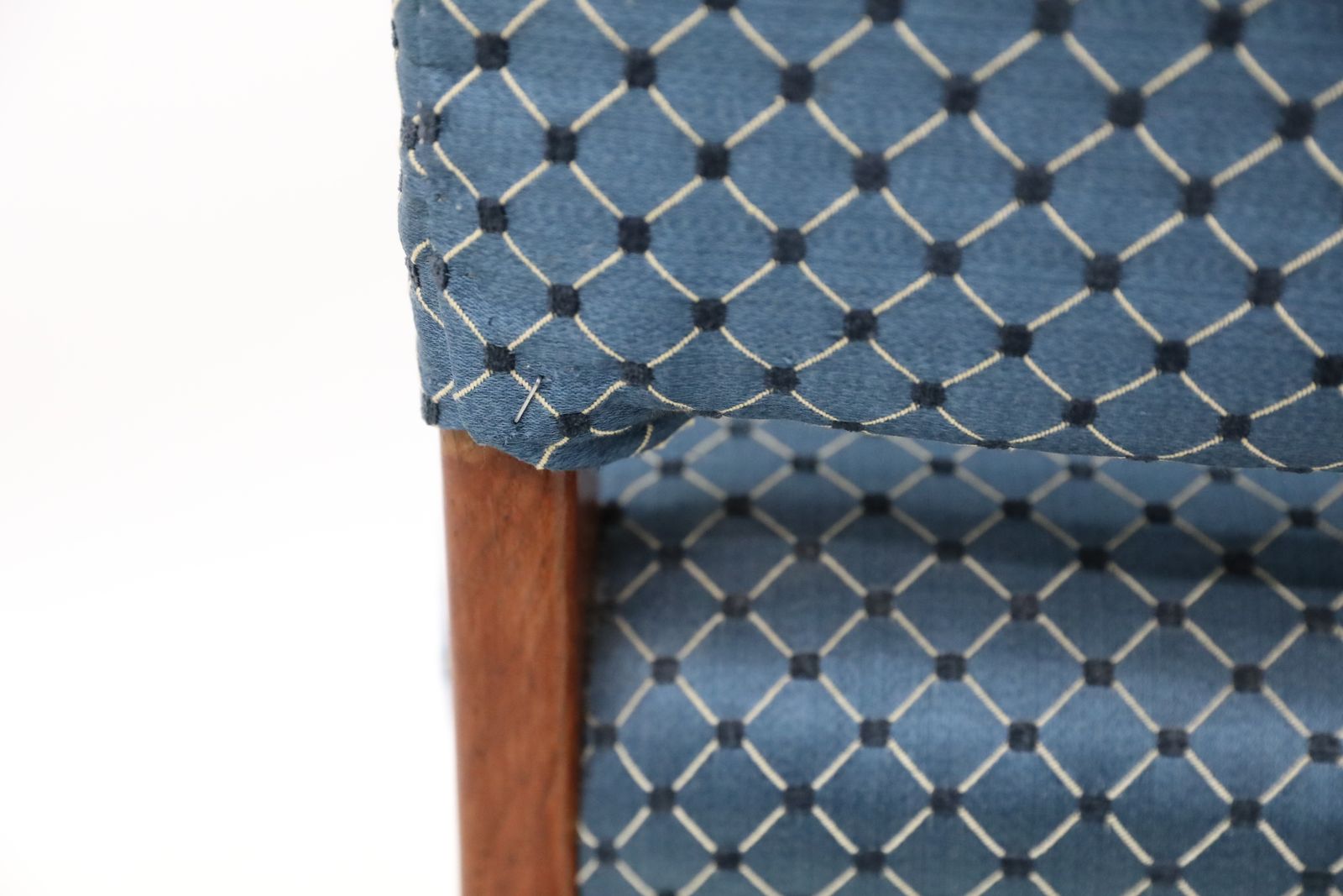 photo buy 3 Retro Teak Chairs Blue/Teal Upholstery Scandinavian Style Free Uk Delivery