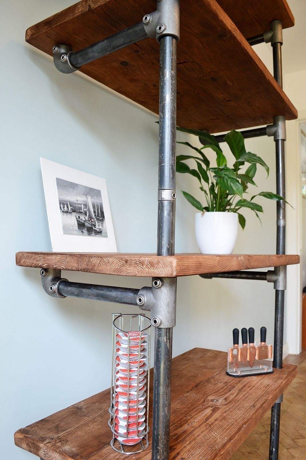 Mostra Industrial Pipework Shelving Unit, Reclaimed Wood, Steel, Vintage, Farmhouse, Country, Industrial, Handmade, Contemporary, Solid Wood photo Furniture