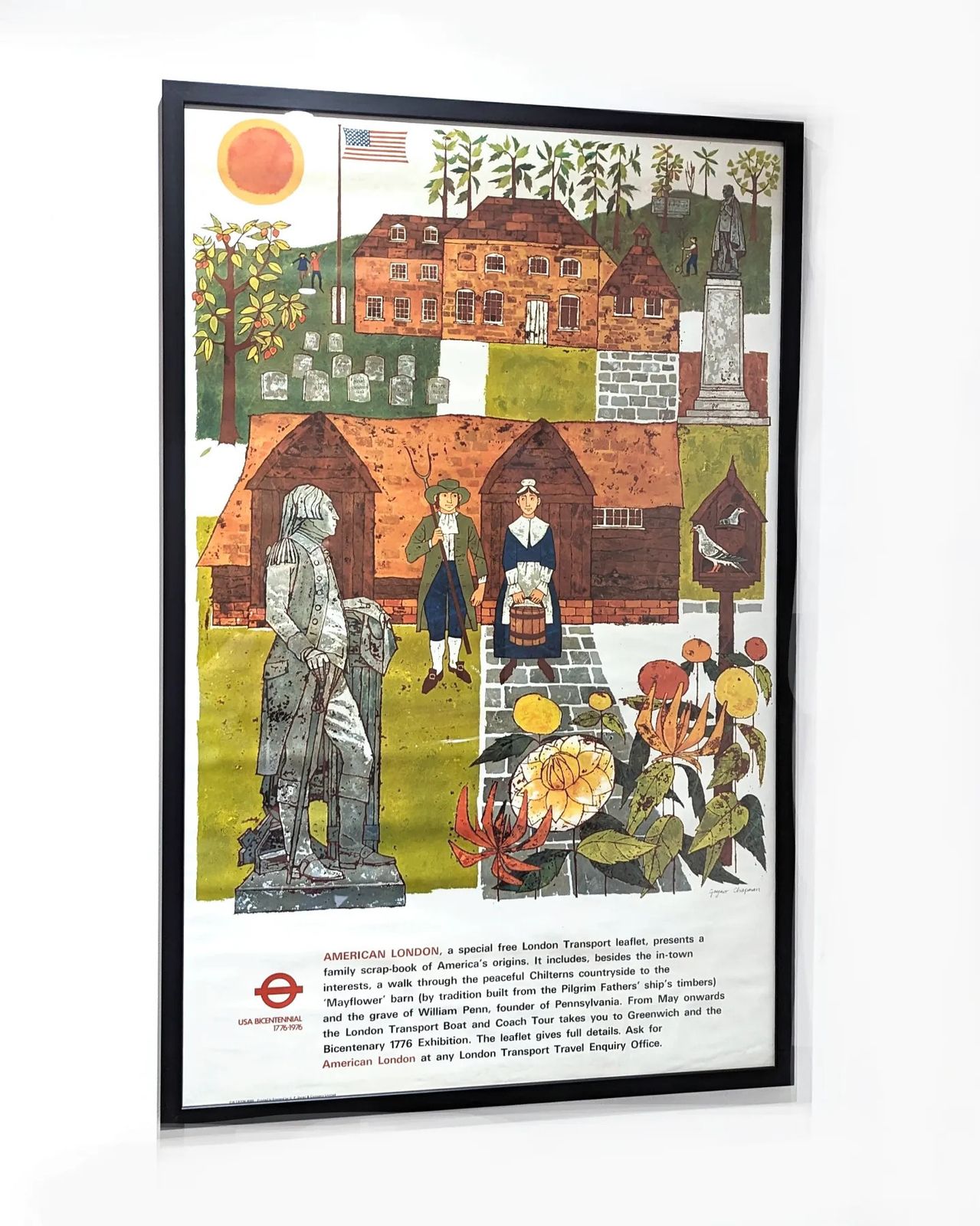 Mid 20th Century Framed London Transport Poster "American London" By Gaynor Chapman
