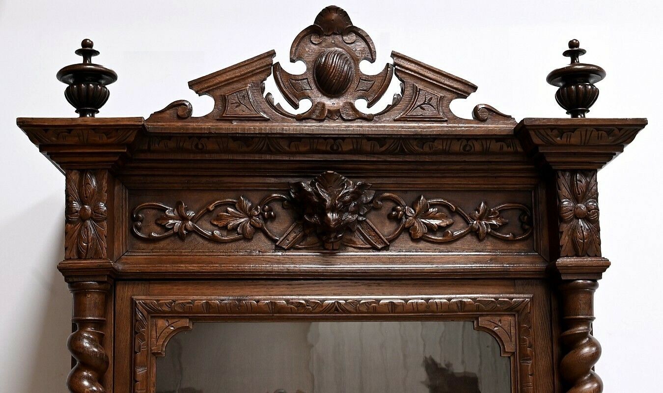 Narrow Oak Display Cabinet, Louis XIII Style – Late 19th Century photo 2143.06451583