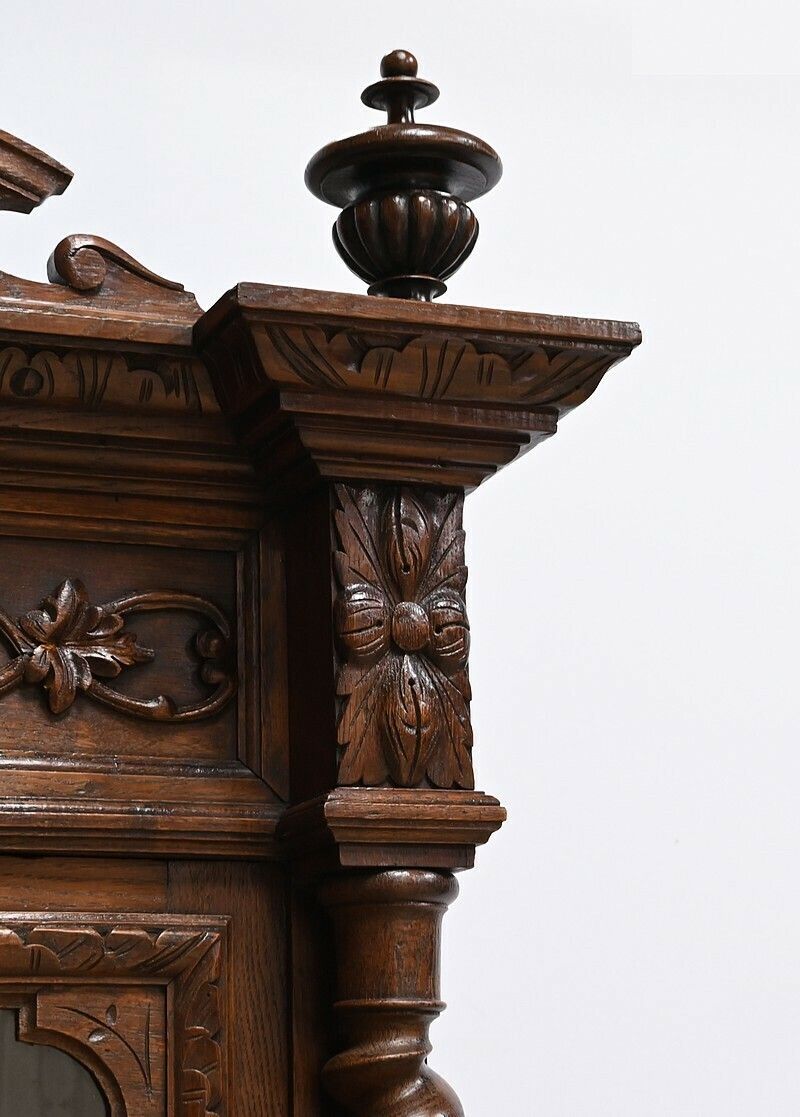 Narrow Oak Display Cabinet, Louis XIII Style – Late 19th Century photo vintage