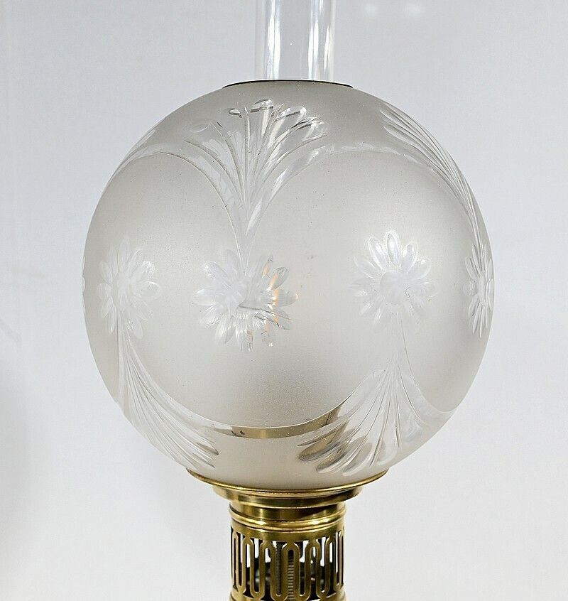 photo buy Pair Of Porcelain Oil Lamps, Electrified,  Late 19th Century