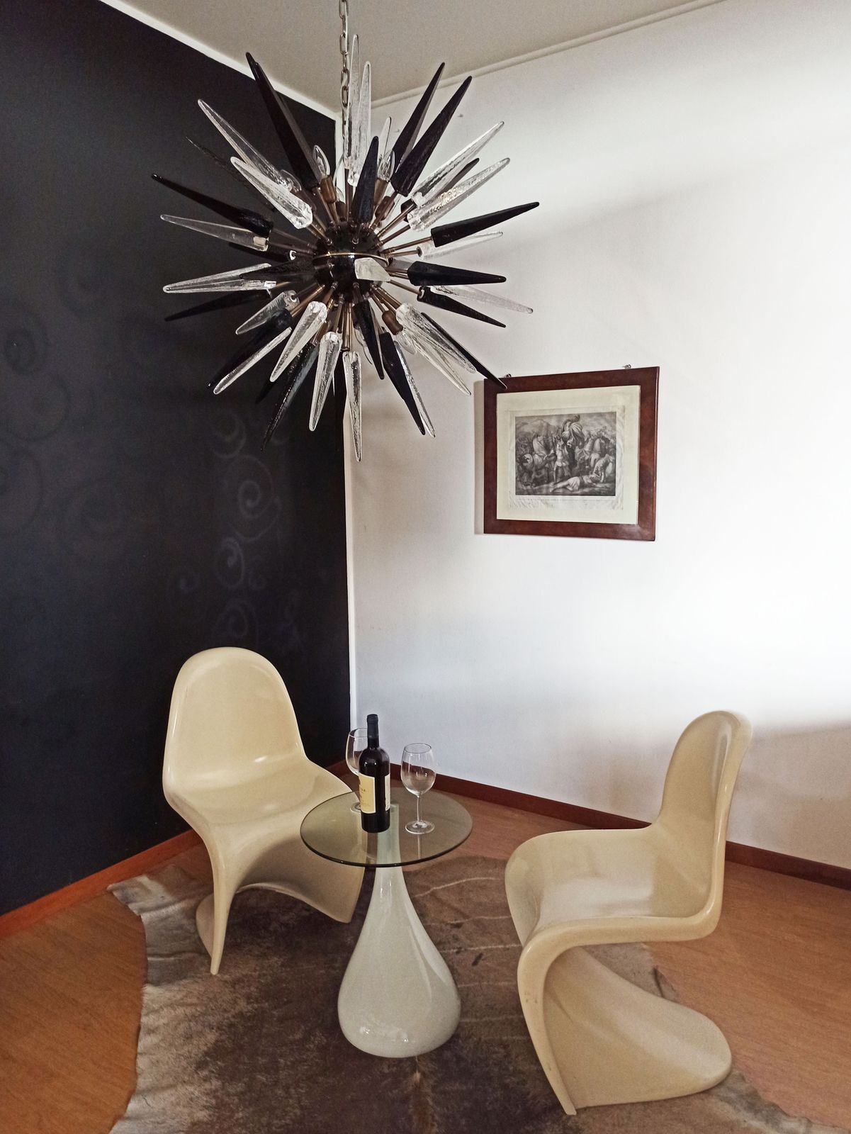 1610.0 Exceptional Murano Trasparent And Black Glass Sputnik Chandelier   51 Glasses photo
