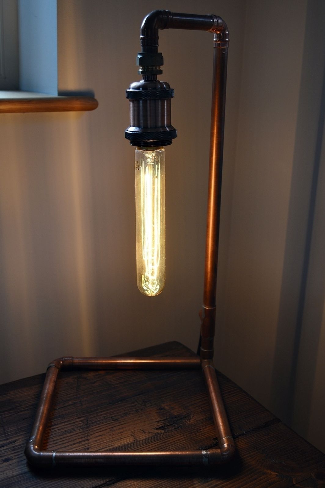 Industrial Polished Copper Table Lamp, Vintage, Farmhouse, Country, Industrial, Handmade, Contemporary photo for sale