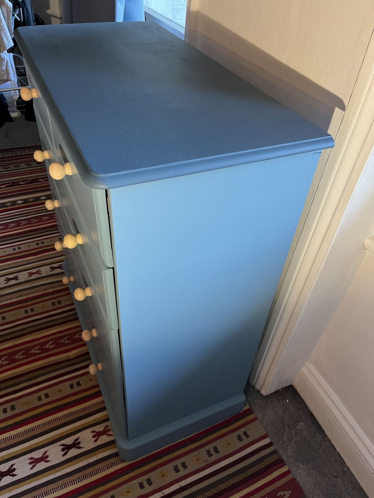 Upcycled Two Tone Blue Chest Of Drawers photo for sale