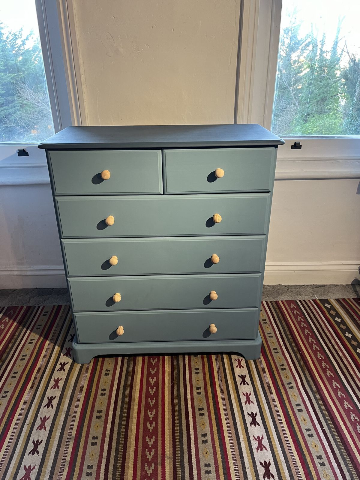 Upcycled Two Tone Blue Chest Of Drawers