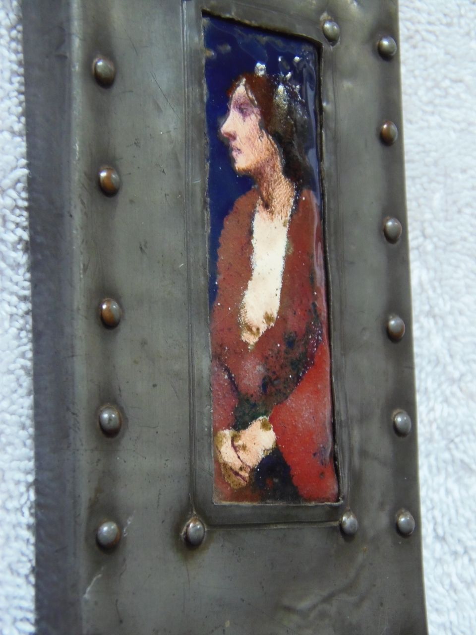 Arts And Crafts Enamel Plaque . photo vintage