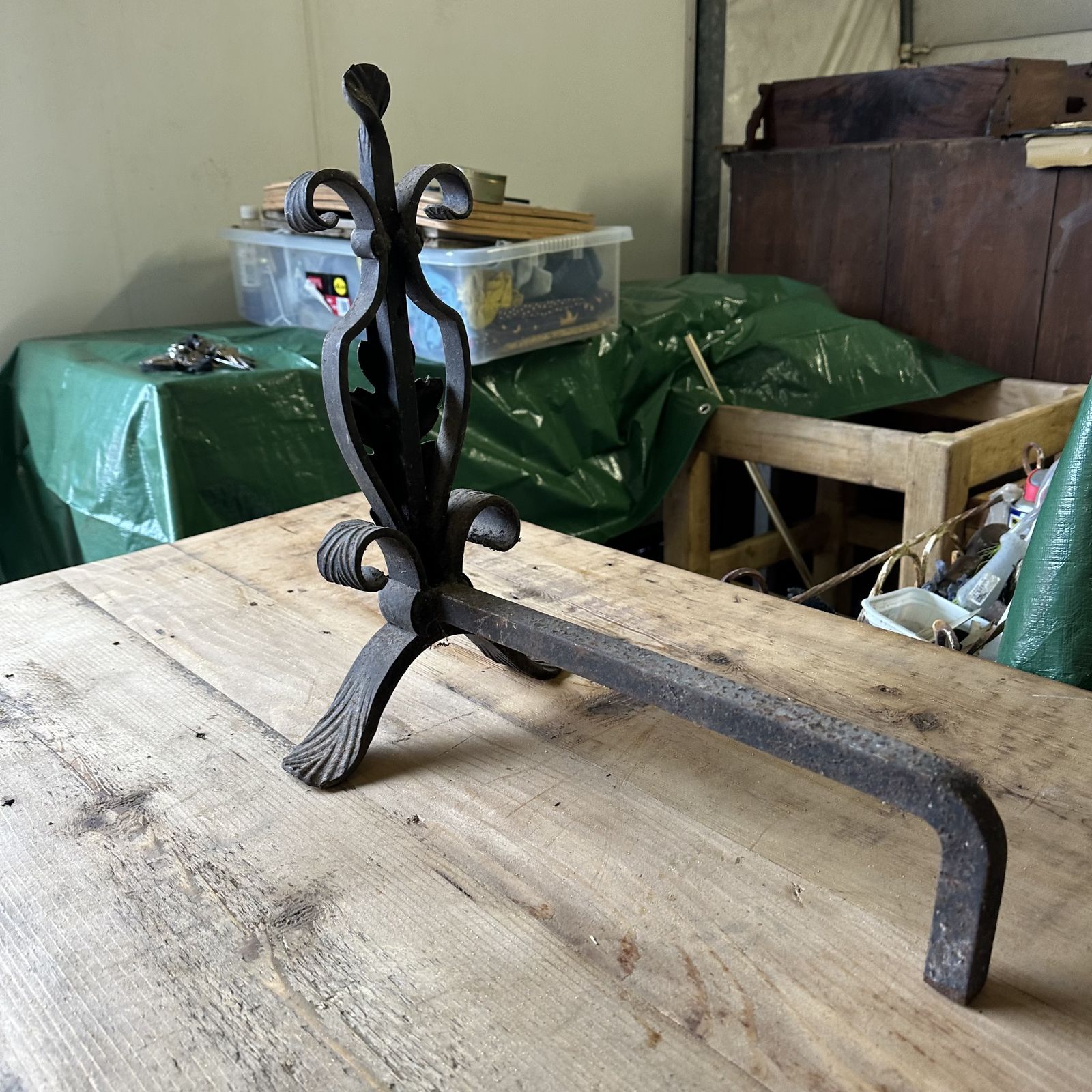 Antique Cast Iron Victorian Fire Dogs photo for sale