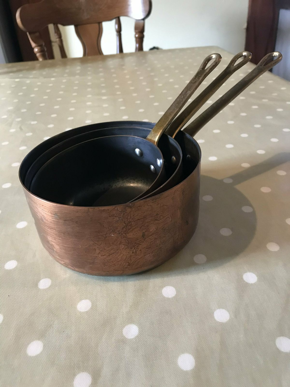 3 Copper Pans, Steel French Copper Pans, Pots And Pans, French Country, Gift For Chef, Cookware Pots, Made In France, Country Kitchen, photo Home Decor