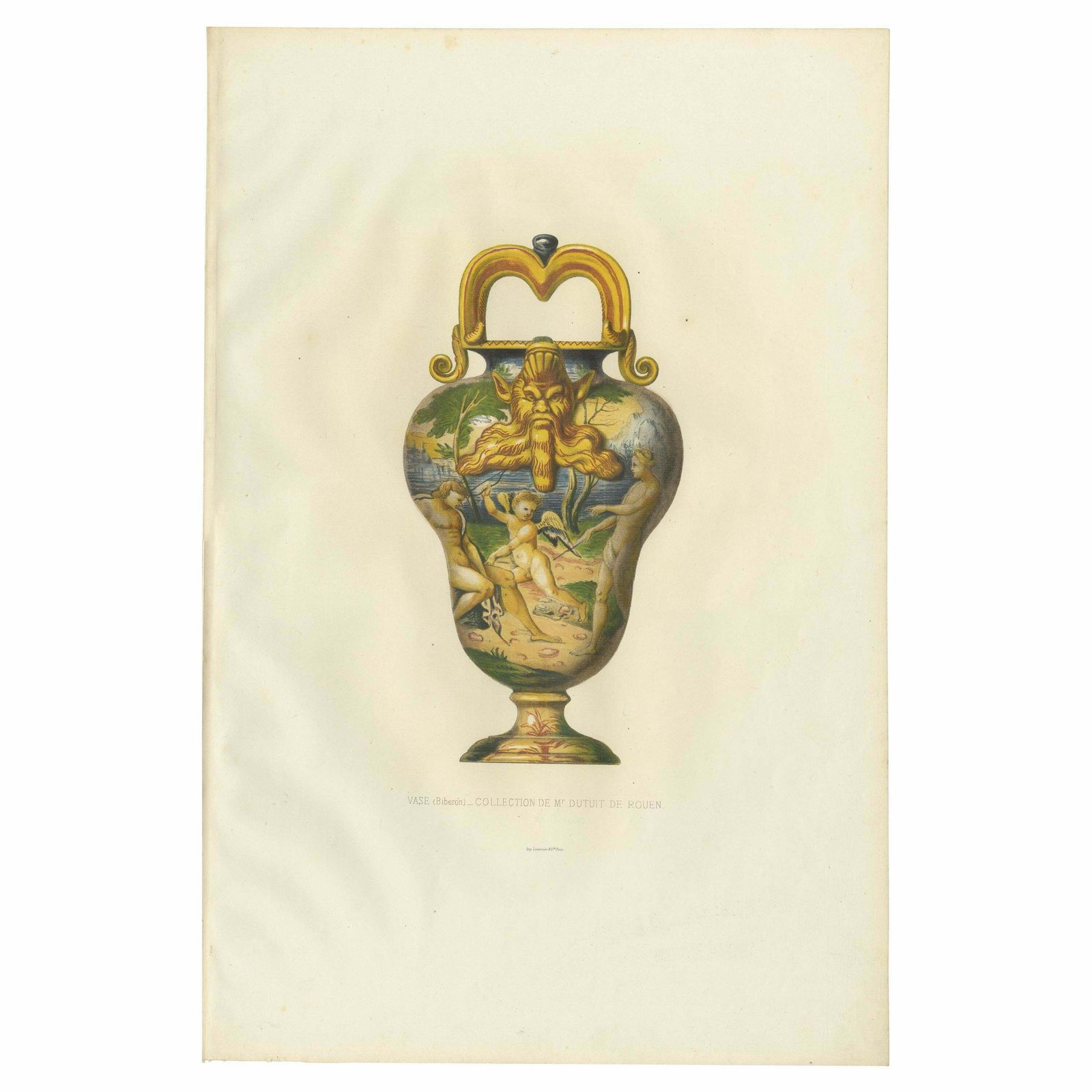 Antique Print Of A Vase Of Mr. Dutuit By Delange '1869'
