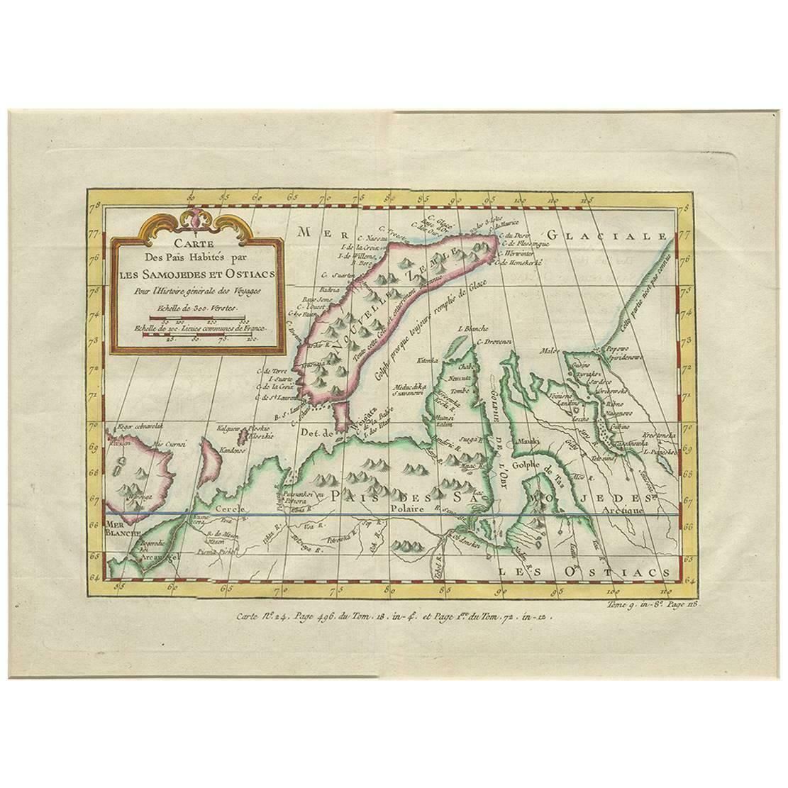 Antique Map Of Nova Zembla 'Russia' By J.N. Bellin, 1757