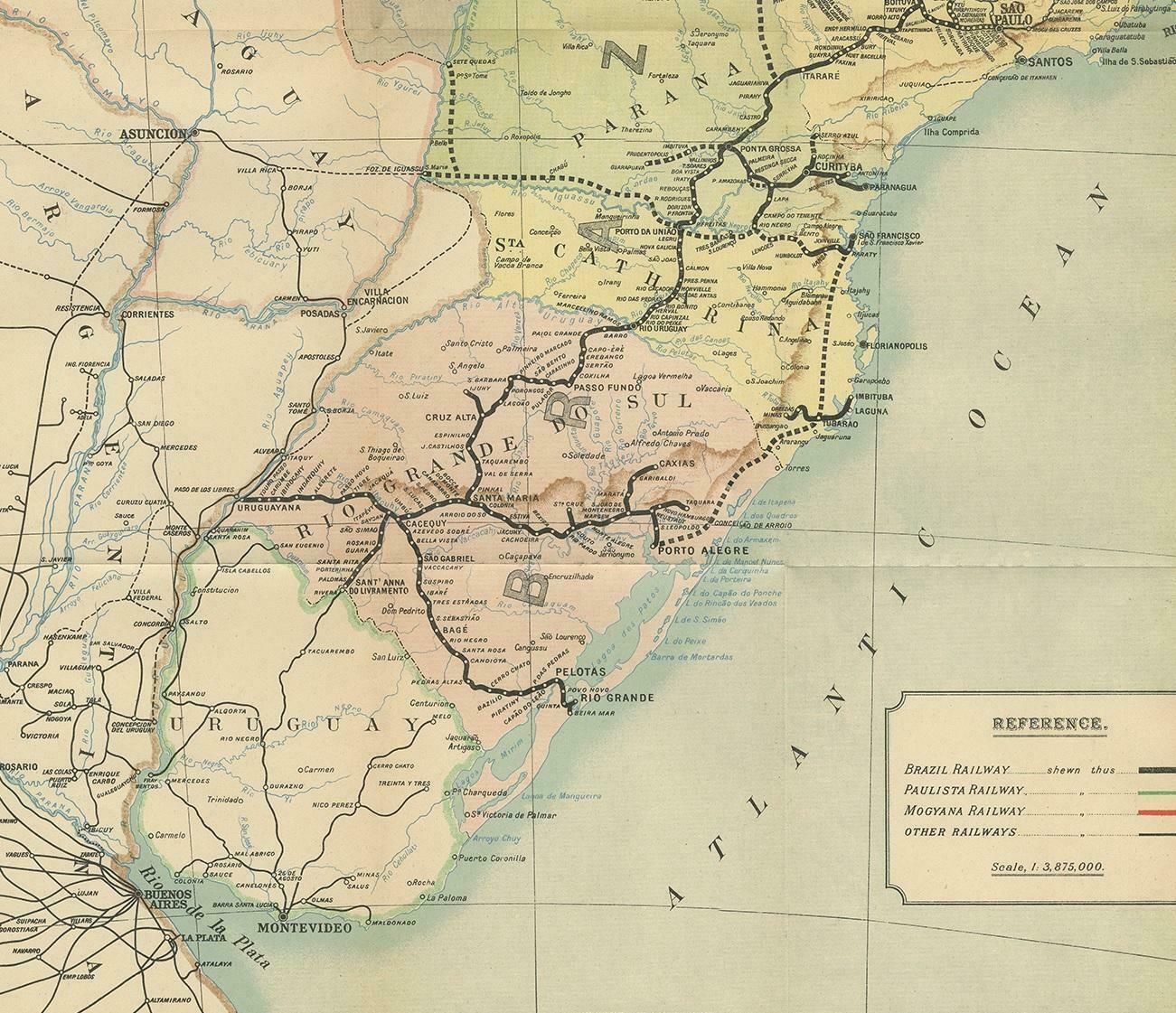 Antique Map Of The Brazil Railway Company, '1912' photo Art