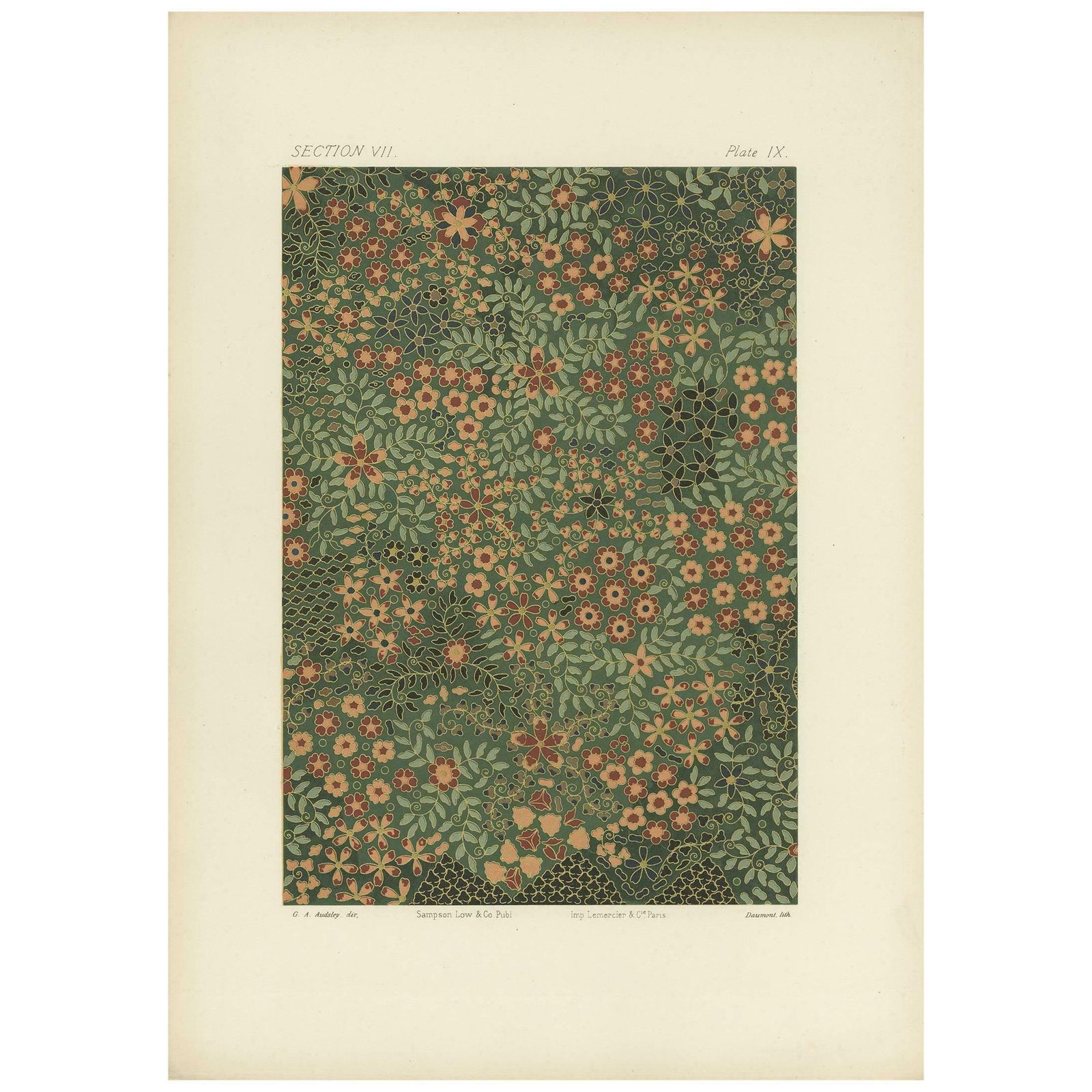 Antique Print Of The Surface Of A Japanese Jar By G. Audsley, 1884