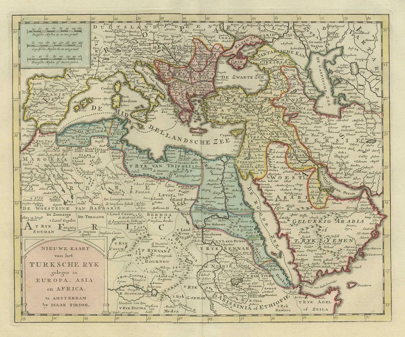 Antique Map Of The Turkish Empire By Tirion 'C.1760' photo furniture