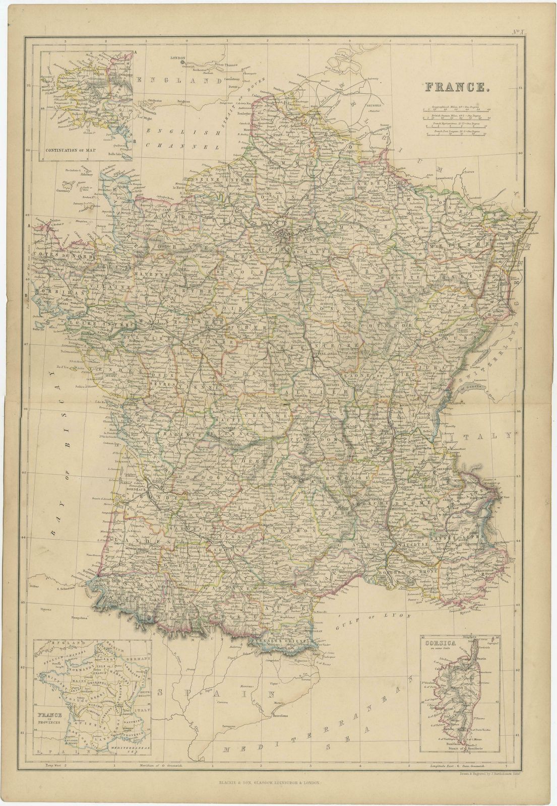 1859 Classic Map Of France: Blackie's Imperial Geographic Masterpiece photo furniture