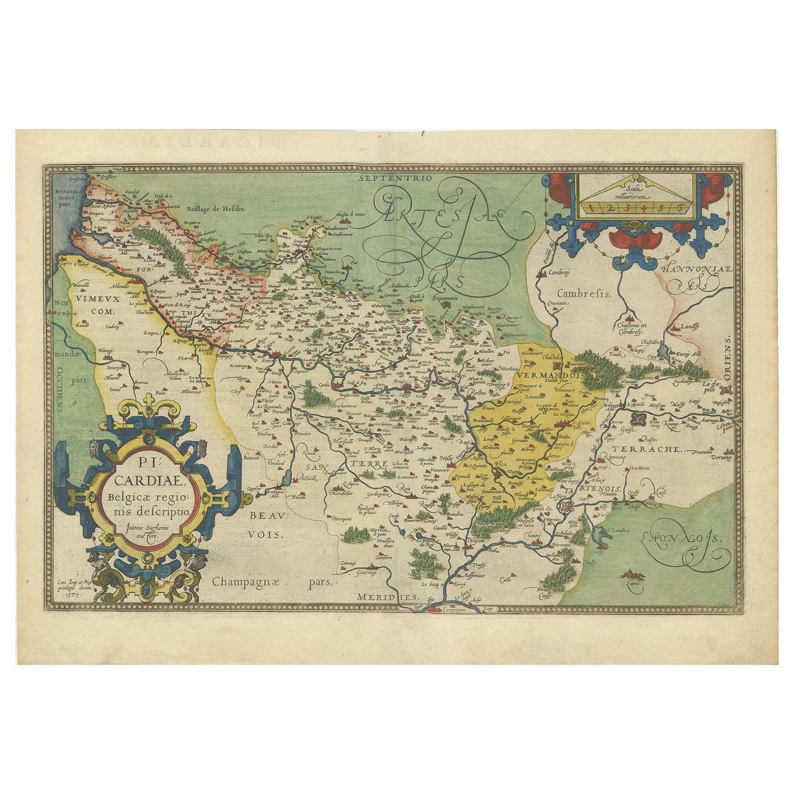 Antique Map Of The Picardy Region Of France By Ortelius, 'Circa 1590'