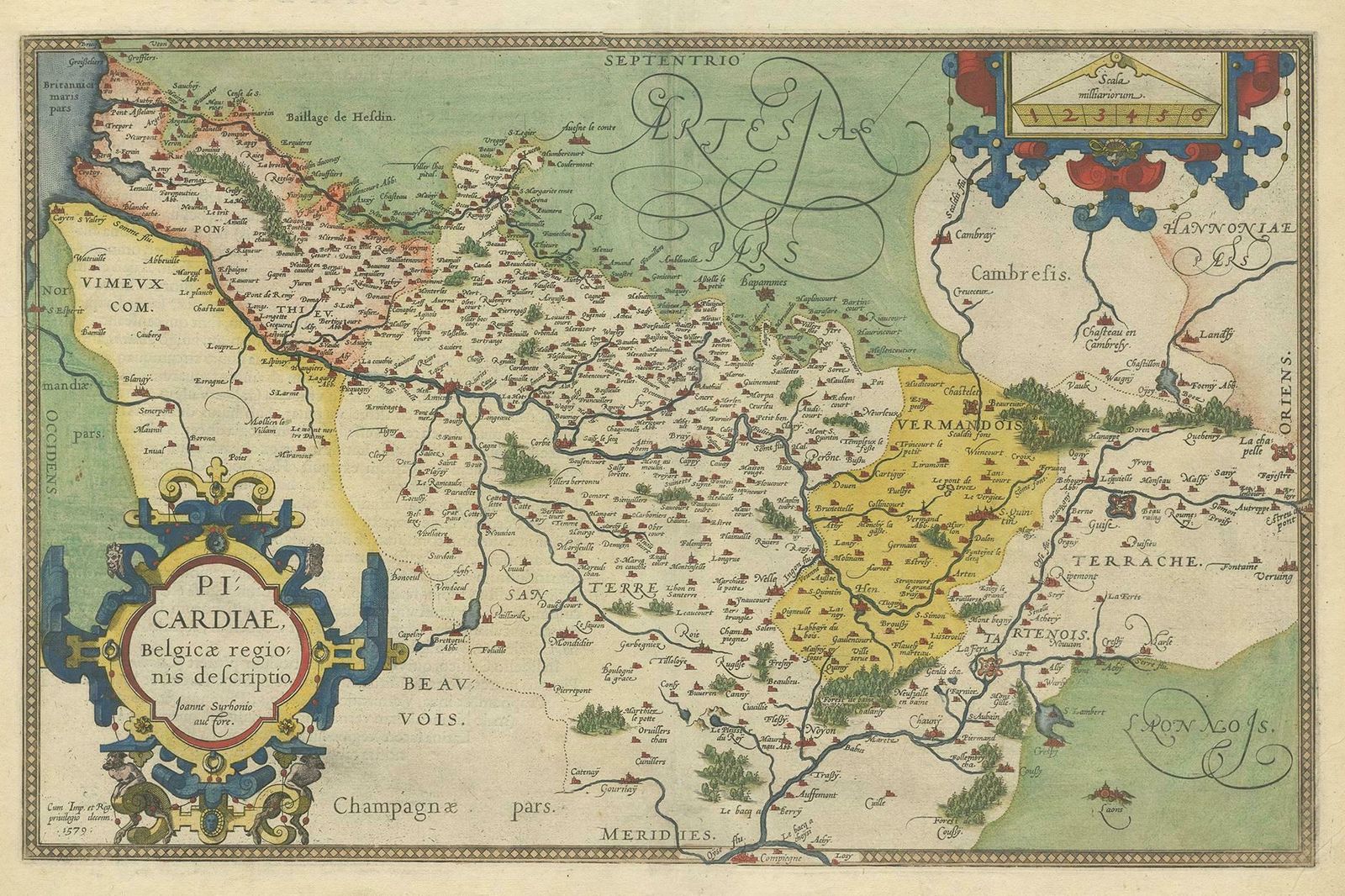 Antique Map Of The Picardy Region Of France By Ortelius, 'Circa 1590' photo furniture