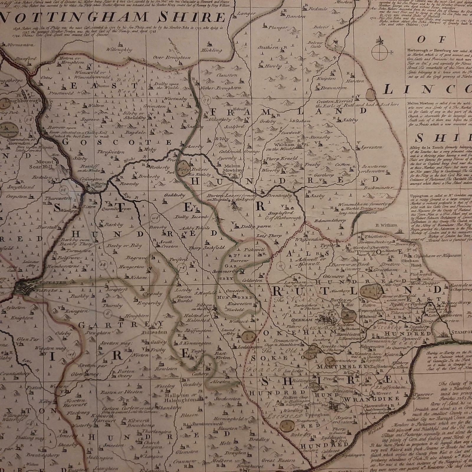 Antique Map Of Leicester And Rutland By Tinney & Sayer, 'Circa 1756' photo for sale