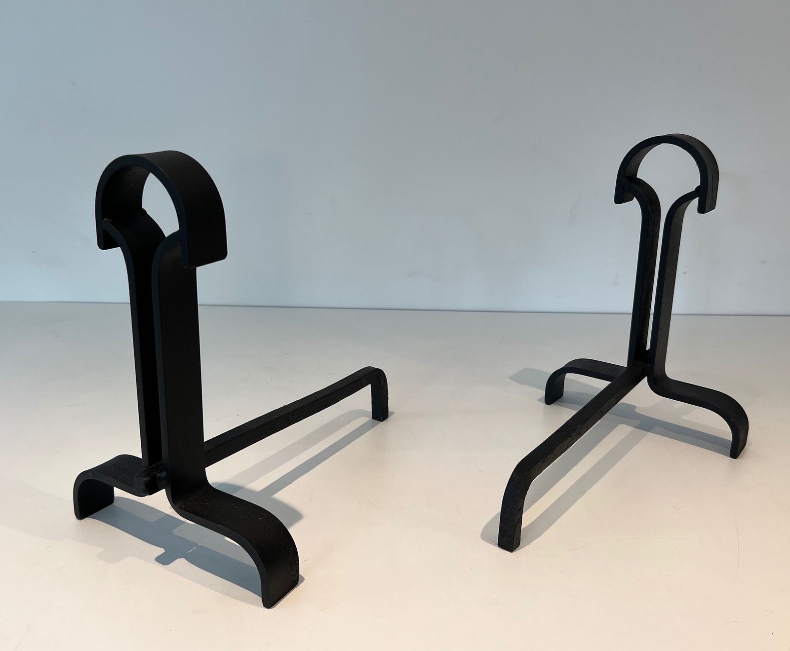 Pair Of Modernist Wrought Iron Andirons photo 980.0
