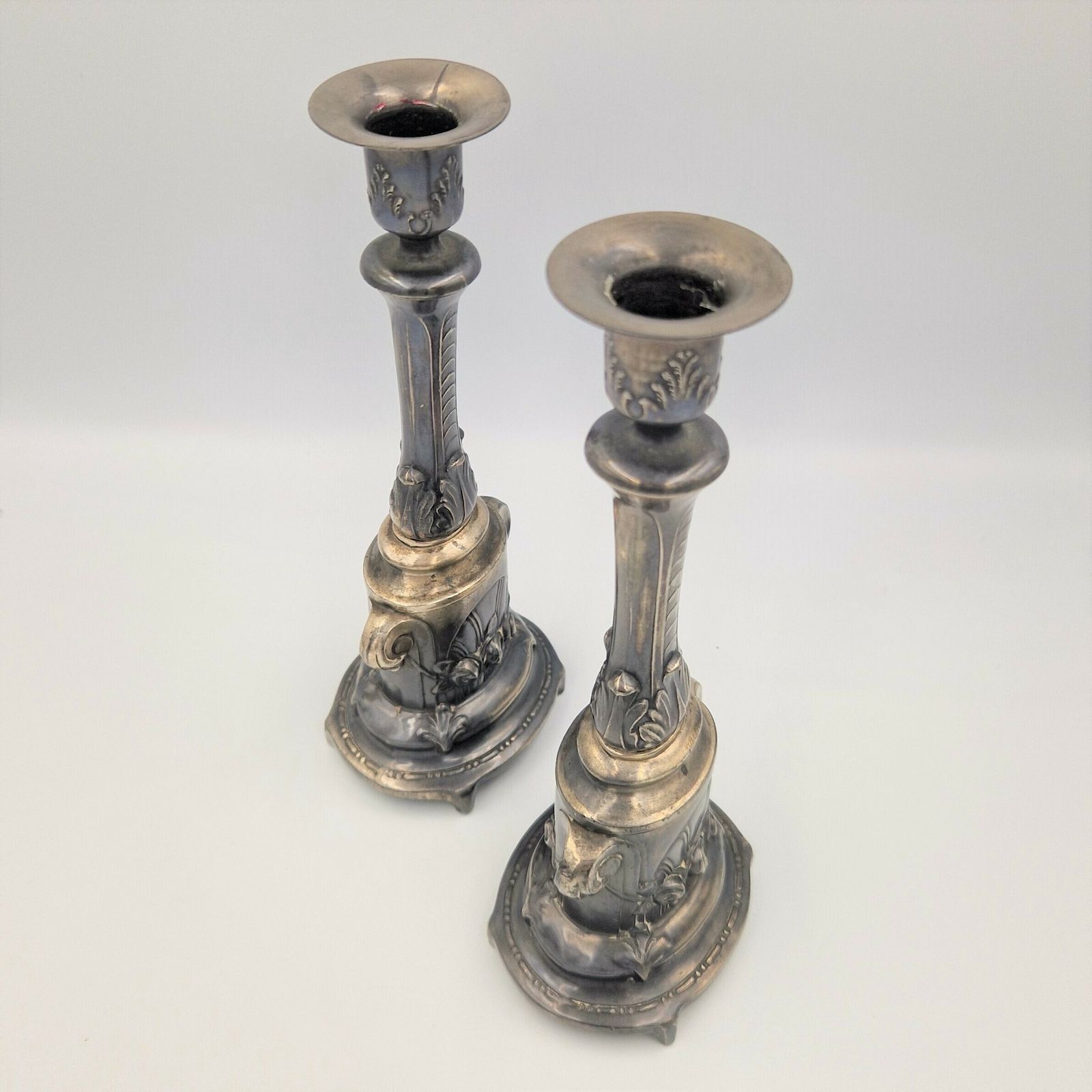 Two Antique Silver Plated Candlesticks. 1850   1880. photo Home Decor